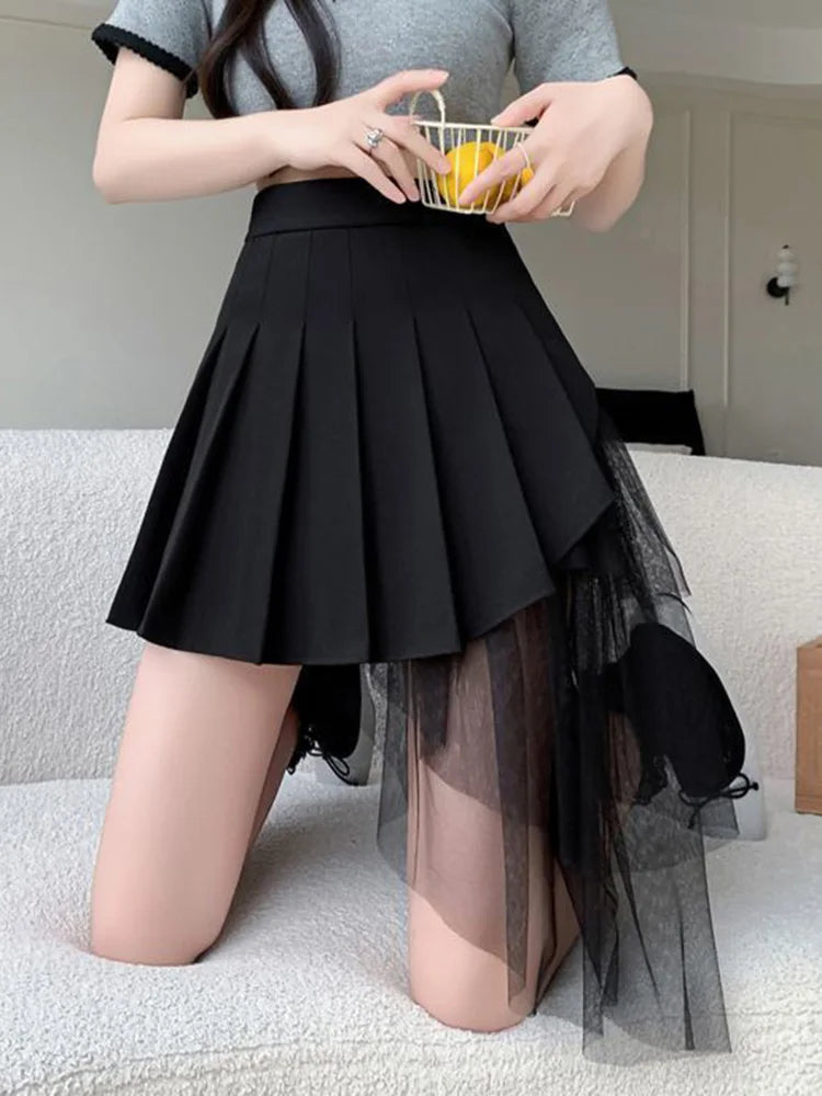 Litlookz Studio Y2K Asymmetrical Pleated Tulle Skirt
