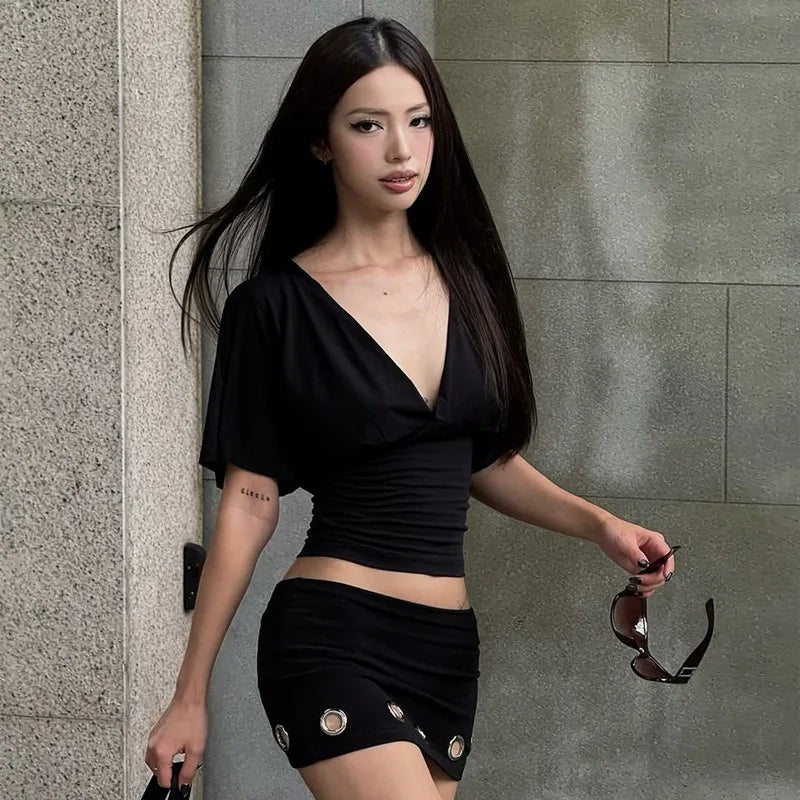 Litlookz Studio Y2K Backless Ruched Top