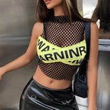 Litlookz Studio Y2K Baddie Fishnet Tank Top, view 3