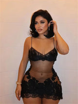 Litlookz Studio Y2K Baddie Floral Mesh Mini Dress, view 3