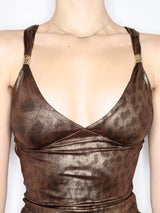 Litlookz Studio Y2K Baddie Leopard Backless Top, view 4
