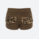 Litlookz Studio Y2K Baddie Leopard Corduroy Shorts, view 4