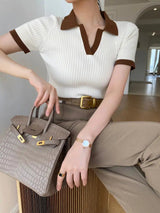 Litlookz Studio Y2K Basic Corduroy Polo Top, view 3