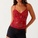 Litlookz Studio Y2K Beaded Backless Top, view 4