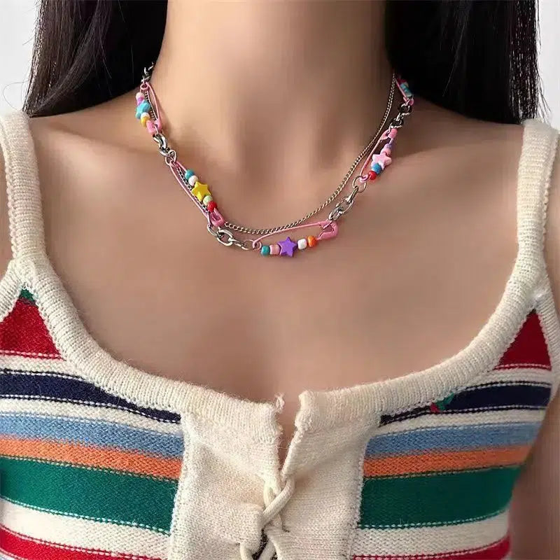 Litlookz Studio Y2K Beaded Pin Necklace