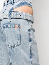 Litlookz Studio Y2K Belted Cut Out Jeans, view 3