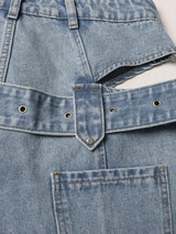 Litlookz Studio Y2K Belted Cut Out Jeans, view 5