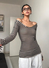 Litlookz Studio Y2K Black & White Striped Top, view 2