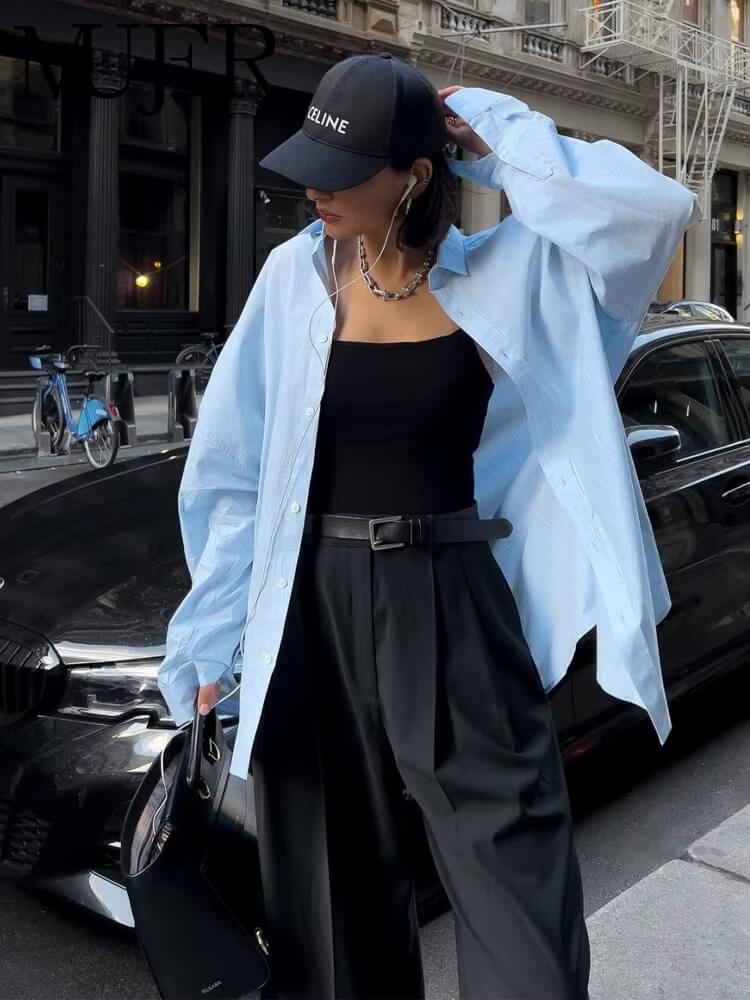 Litlookz Studio Y2K Blue Button Up Shirt