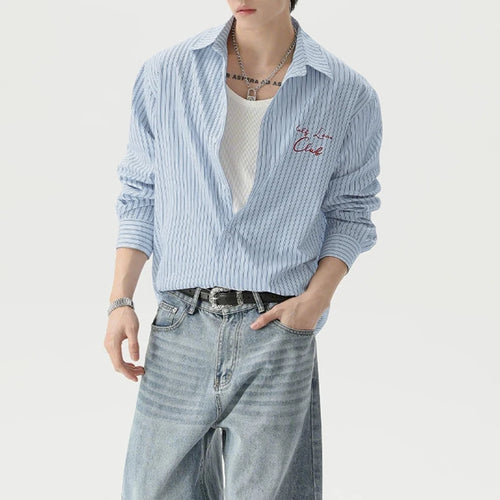Litlookz Studio Y2K Blue Striped Shirt