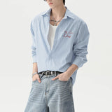 Litlookz Studio Y2K Blue Striped Shirt, view 3