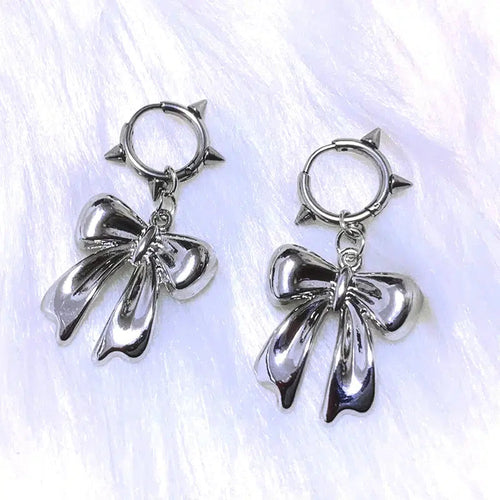 Litlookz Studio Y2K Bow Spiked Hoop Earrings