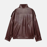Litlookz Studio Y2K Burgundy Faux Leather Jacket, view 4