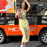 Litlookz Studio Y2K Butter Yellow Top & Skirt Two Piece Set, view 2