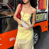 Litlookz Studio Y2K Butter Yellow Top & Skirt Two Piece Set, view 3