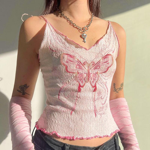 Litlookz Studio Y2K Butterfly Pink Crop Top