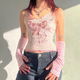 Litlookz Studio Y2K Butterfly Pink Crop Top, view 2