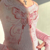 Litlookz Studio Y2K Butterfly Pink Crop Top, view 3