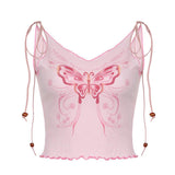 Litlookz Studio Y2K Butterfly Pink Crop Top, view 5