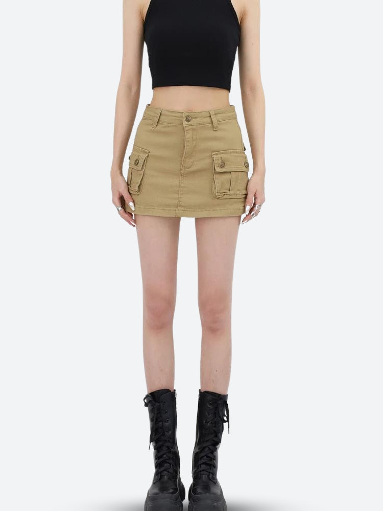 Litlookz Studio Y2K Cargo Denim Mini Skirt