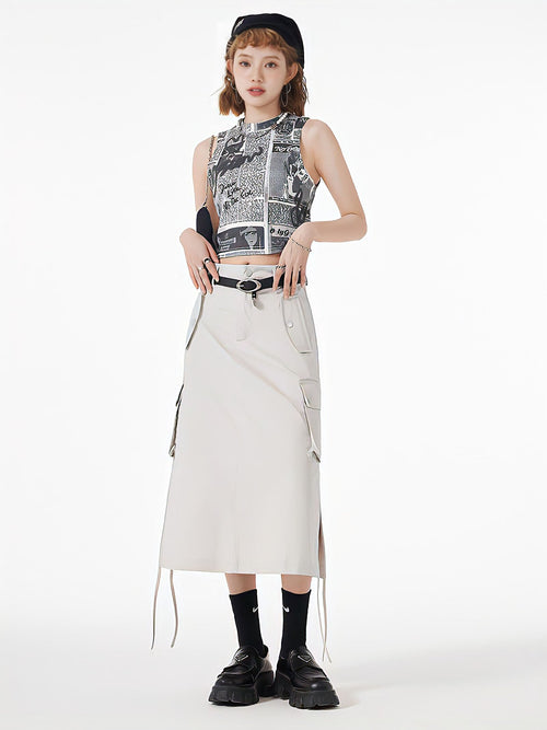 Litlookz Studio Y2K Cargo Midi Skirt