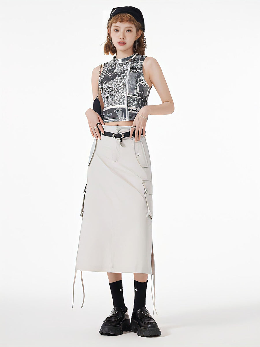Litlookz Studio Y2K Cargo Midi Skirt
