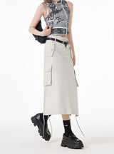 Litlookz Studio Y2K Cargo Midi Skirt, view 6