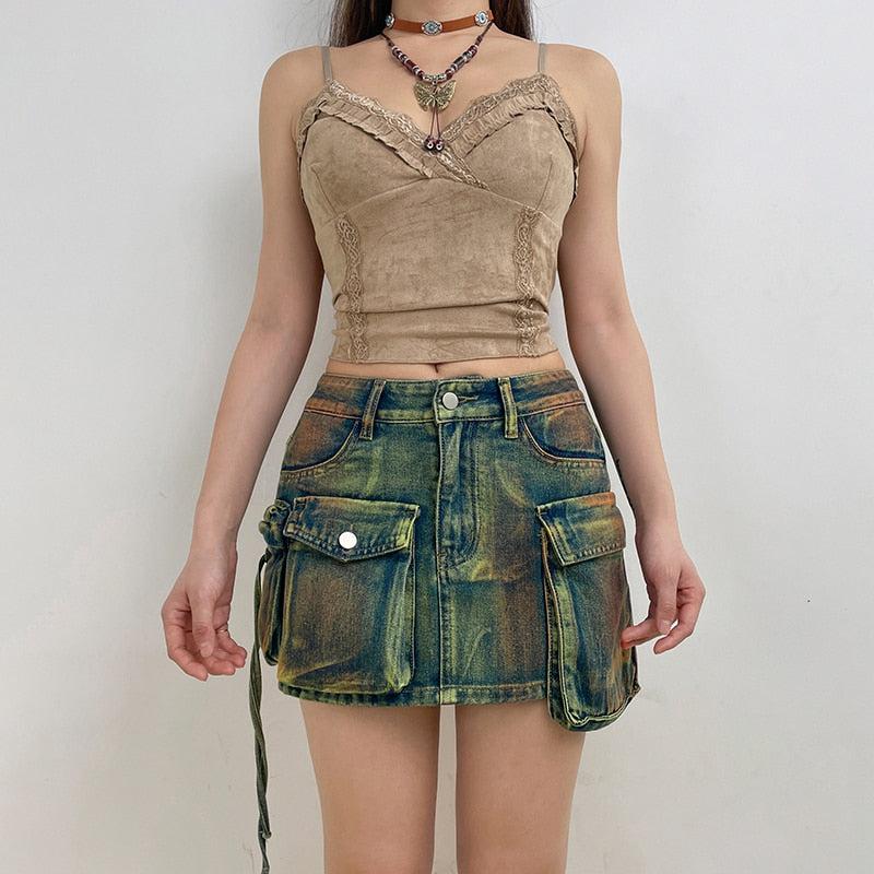 Litlookz Studio Y2K Cargo Mini Skirt