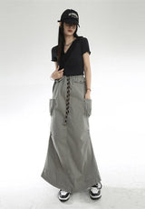 Litlookz Studio Y2K Cargo Parachute Maxi Skirt, view 2