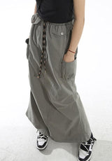 Litlookz Studio Y2K Cargo Parachute Maxi Skirt, view 4