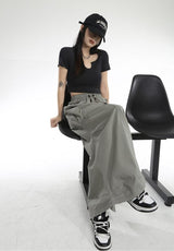 Litlookz Studio Y2K Cargo Parachute Maxi Skirt, view 5