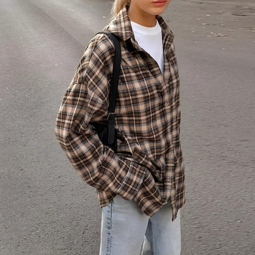 Litlookz Studio Y2K Casual Plaid Shirt