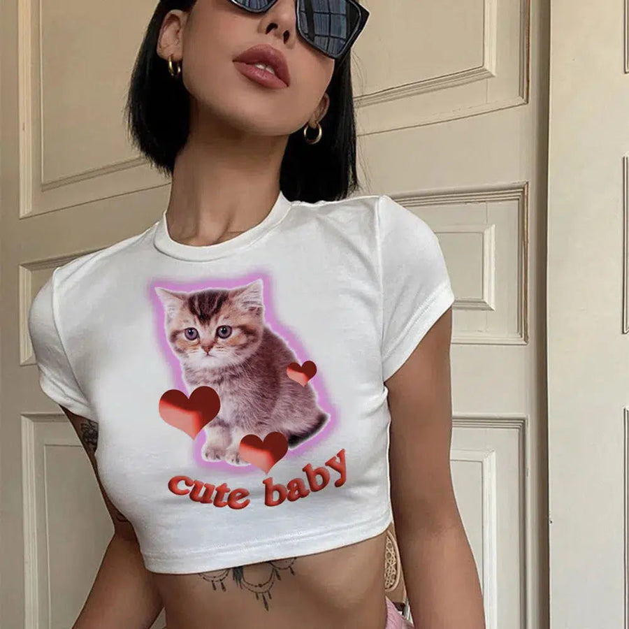 Litlookz Studio Y2K Cat Baby Tee