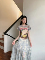 Litlookz Studio Y2K Cat Graphic Sheer Top, view 3