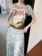 Litlookz Studio Y2K Cat Graphic Sheer Top, view 6