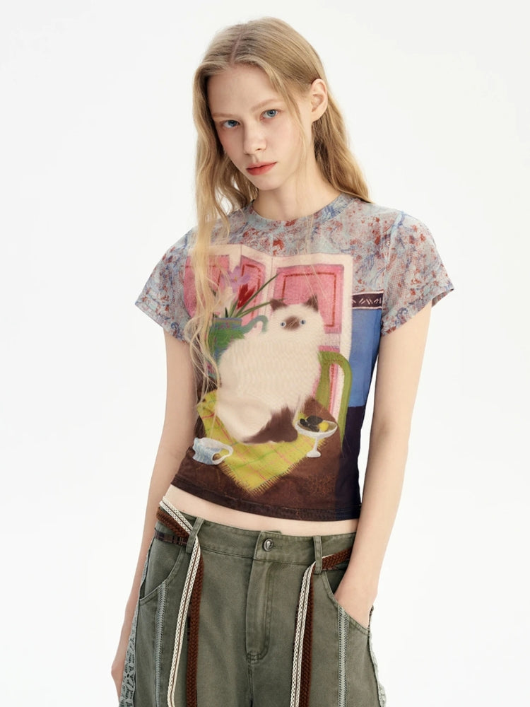 Litlookz Studio Y2K Cat Graphic Tee