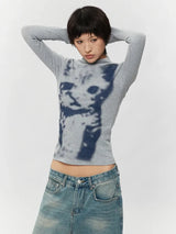 Litlookz Studio Y2K Cat High Neck Top, view 2