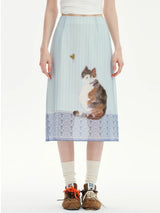 Litlookz Studio Y2K Cat Print Midi Skirt, view 5