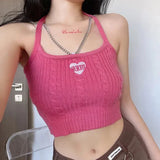 Litlookz Studio Y2K Chain Strap Knitted Crop Top, view 3