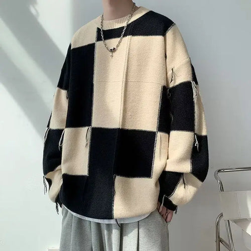 Litlookz Studio Y2K Checkered Knit Sweater