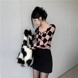 Litlookz Studio Y2K Checkered Square Neck Top, view 3
