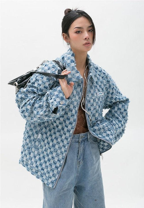 Litlookz Studio Y2K Checkered Zip Up Jacket
