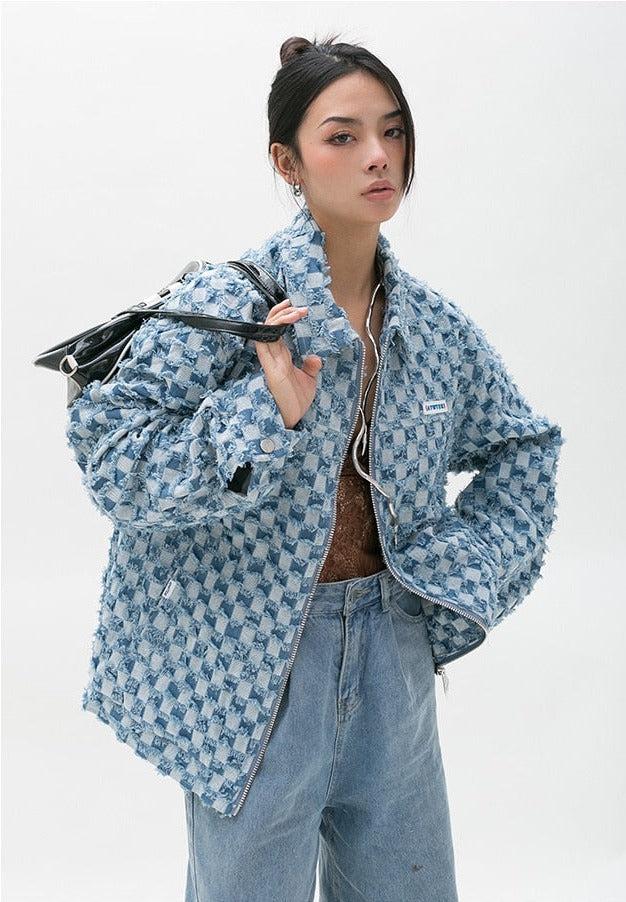 Litlookz Studio Y2K Checkered Zip Up Jacket