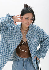 Litlookz Studio Y2K Checkered Zip Up Jacket, view 2