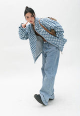 Litlookz Studio Y2K Checkered Zip Up Jacket, view 3