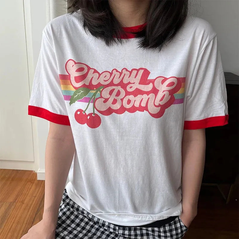 Litlookz Studio Y2K Cherry Bomb Ringer Tee