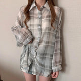 Litlookz Studio Y2K Chiffon Plaid Shirt, view 2