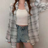 Litlookz Studio Y2K Chiffon Plaid Shirt, view 3