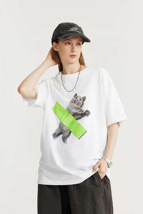 Litlookz Studio Y2K Contemporary Cat Art Tee