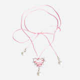 Litlookz Studio Y2K Coquette Barbed Heart Bow Tie Necklace, view 4